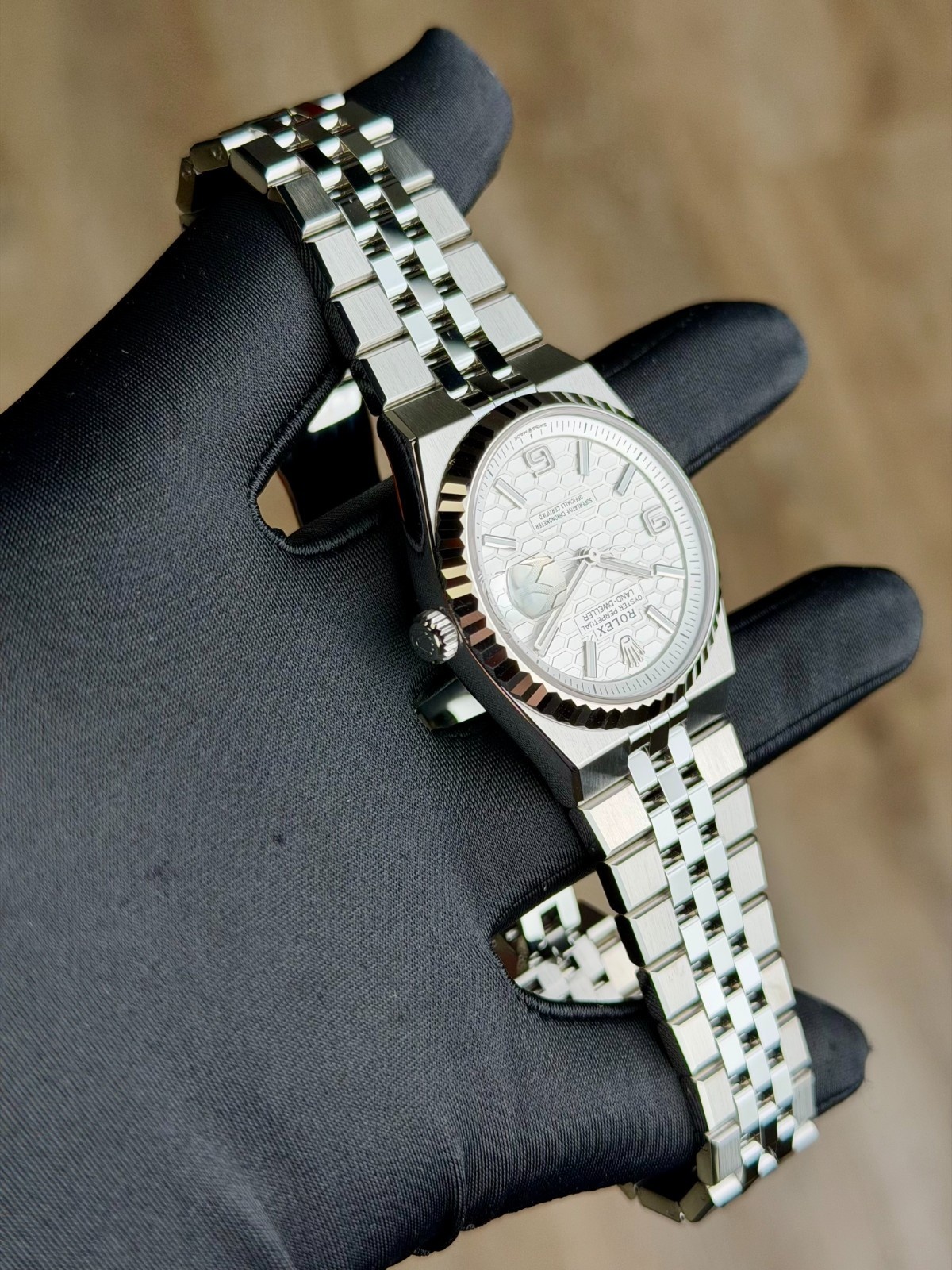 Rolex Land-Dweller 36mm UNWORN 2026 White Honeycomb Fluted Flat Jubilee 127234
