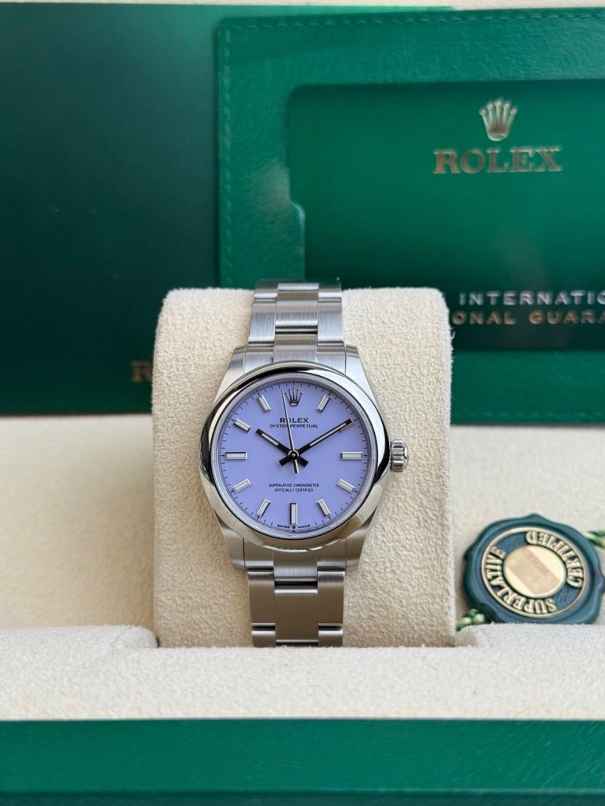 Rolex Oyster Perpetual 31 Lavender Index Smooth Oyster 2026 Unworn 277200