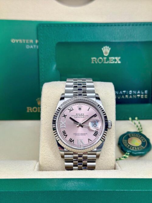 Rolex Datejust 36mm UNWORN 2026 Pink Roman VI IX Diamond Fluted Jubilee 126234