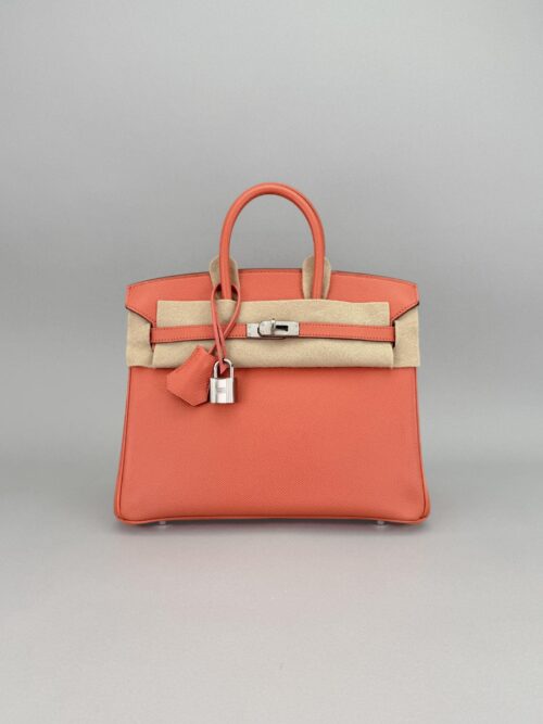 Hermes Birkin 25 Epsom Crevette Palladium Hardware Preowned Square R