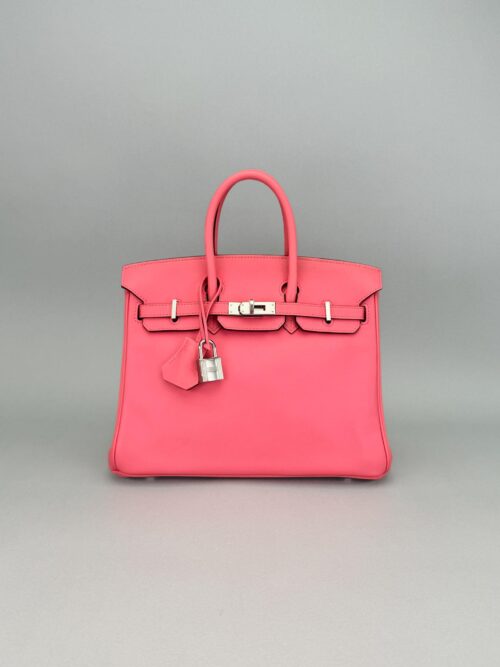 Hermes Birkin 25 Swift Rose Azalee Palladium Hardware Preowned A Stamp