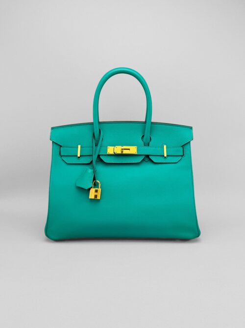 Hermes Birkin 30 Epsom Blue Paon Gold Hardware Preowned X Stamp