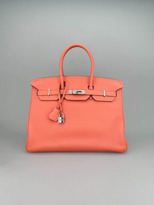 Hermes Birkin 35 Retourne Togo Crevette Palladium Hardware Preowned Square Q