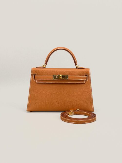 Hermes Mini Kelly II 20 Sellier Epsom Gold Gold Hardware Preowned B Stamp