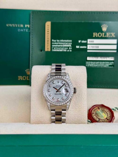Rolex Datejust 26mm 2013 MOP Pearl Diamond Bezel Lugs President Preowned 179159