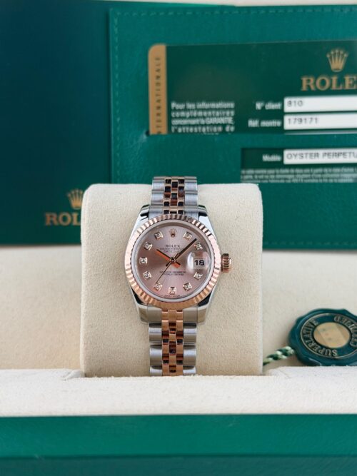 Rolex Datejust 26mm 2012 Pink Rose Sundust Diamond Jubilee Preowned 179171