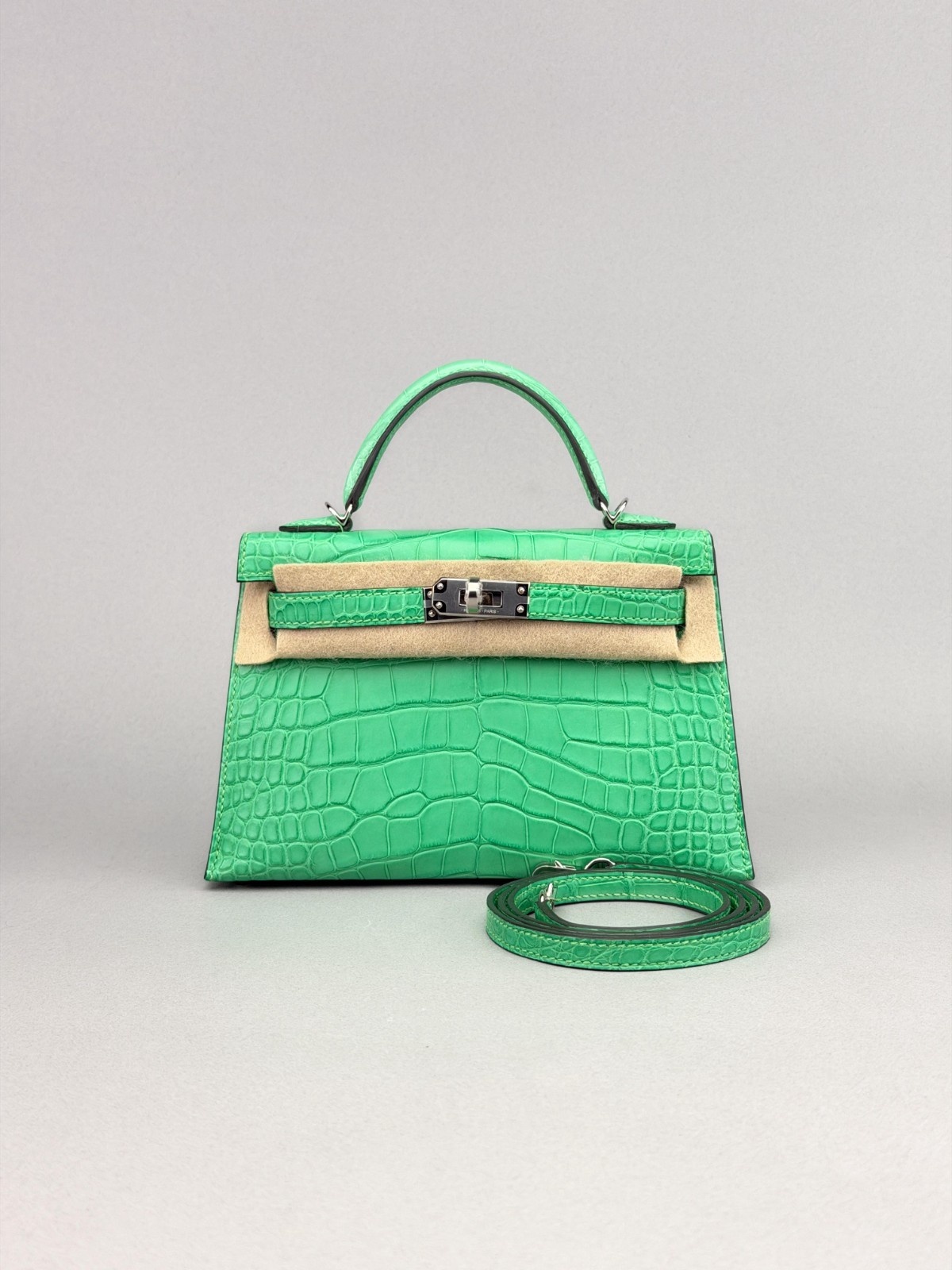 Hermes Mini Kelly II 20 Matte Alligator Vert Comics Palladium Hardware B 2023