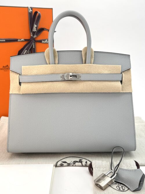 Hermes Birkin 25 Sellier Epsom Blue Glacier Palladium Hardware W Stamp 2025