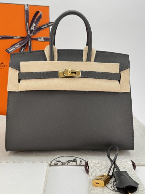 Hermes Birkin 25 Sellier Madame Gris Graphite Gold Hardware W Stamp 2024
