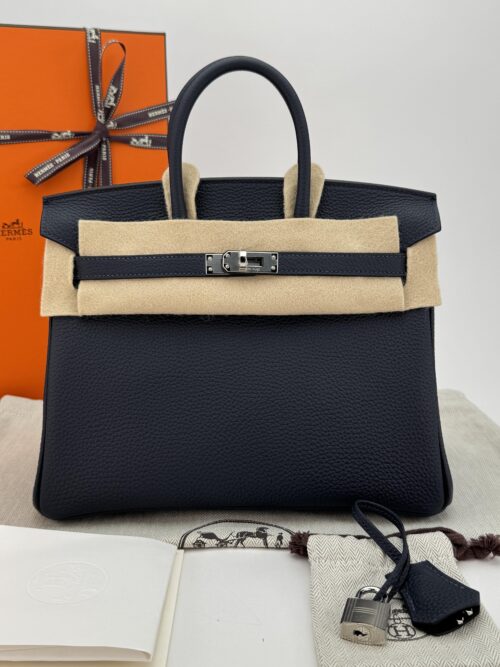 Hermes Birkin 25 Retourne Togo Blue Nuit Palladium Hardware K Stamp 2025