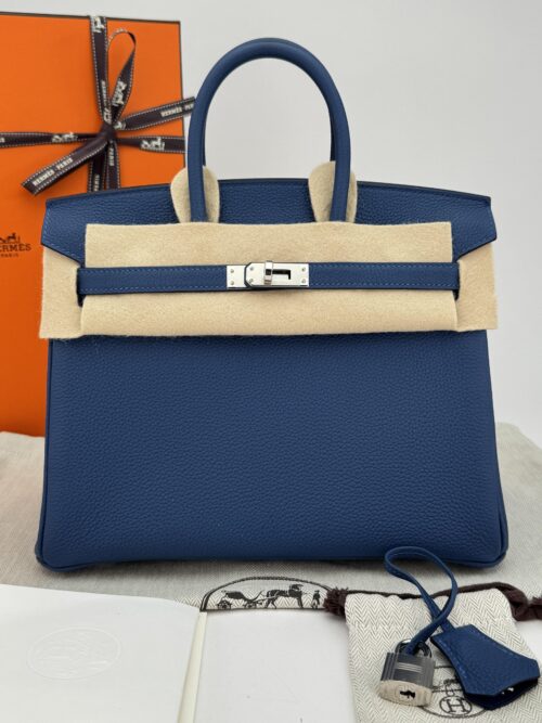 Hermes Birkin 25 Retourne Togo Blue Tie Palladium Hardware K Stamp 2025