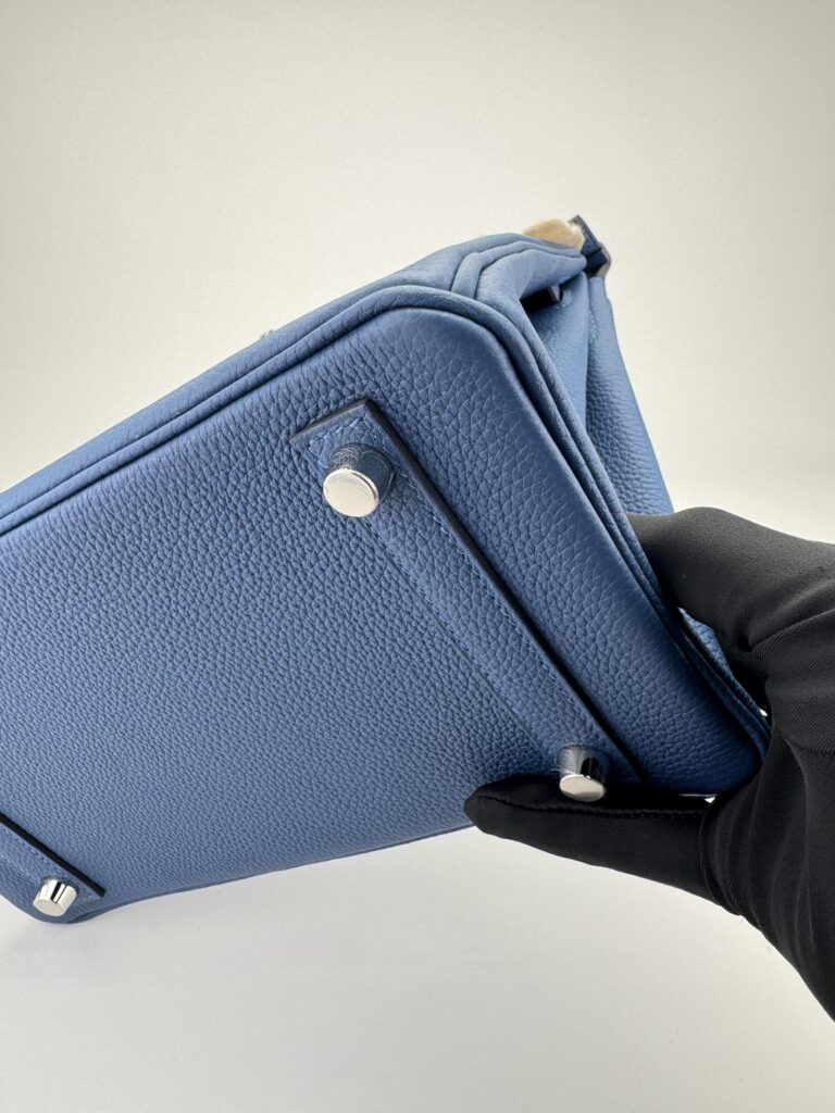 Hermes Birkin 25 Retourne Togo Blue Tie Palladium Hardware K Stamp 2025