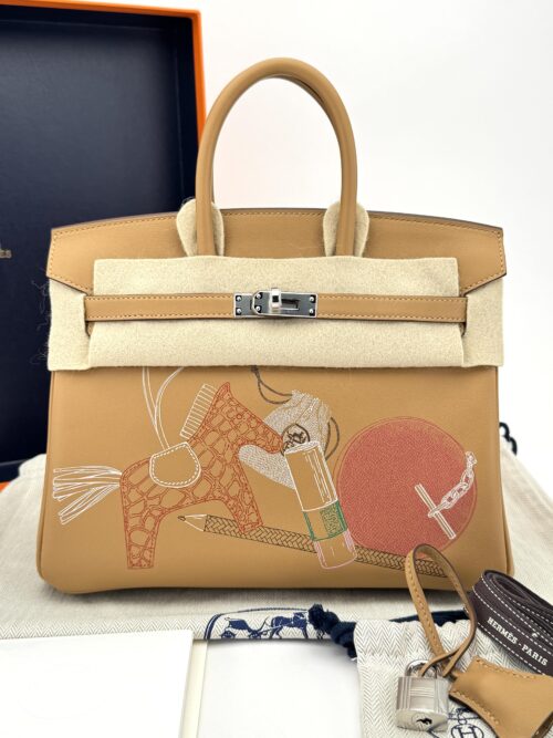 Hermes Birkin 25 Swift In and Out Biscuit Palladium Hardware Z Stamp 2021