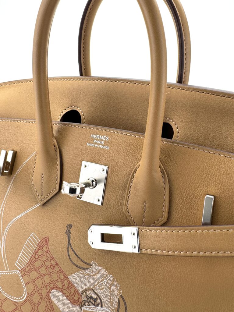 Hermes Birkin 25 Swift In and Out Biscuit Palladium Hardware Z Stamp 2021