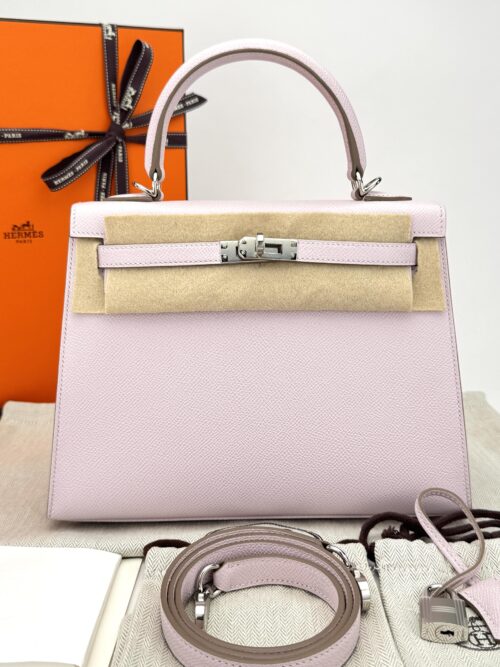 Hermes Kelly 25 Sellier Epsom Mauve Pale Palladium Hardware W Stamp 2025