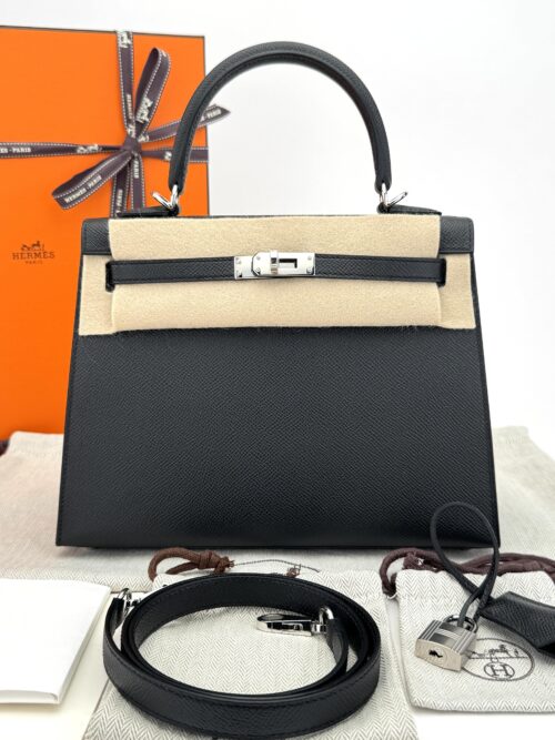 Hermes Kelly 25 Sellier Epsom Black/Noir Palladium Hardware K Stamp 2026