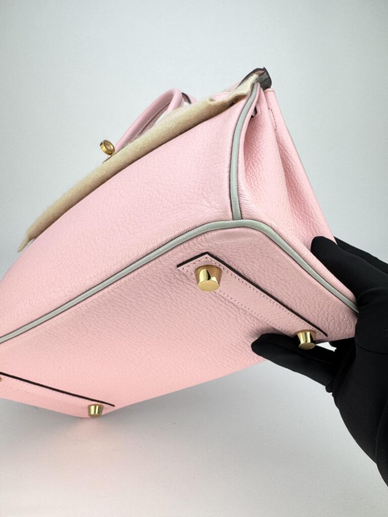 Hermes Birkin 25 Chevre HSS Rose Sakura Pink/ Gris Perle Gold Hardware Mint