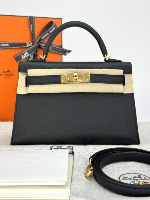 Hermes Mini Kelly 20 Sellier Epsom Black/Noir Gold Hardware K Stamp 2025