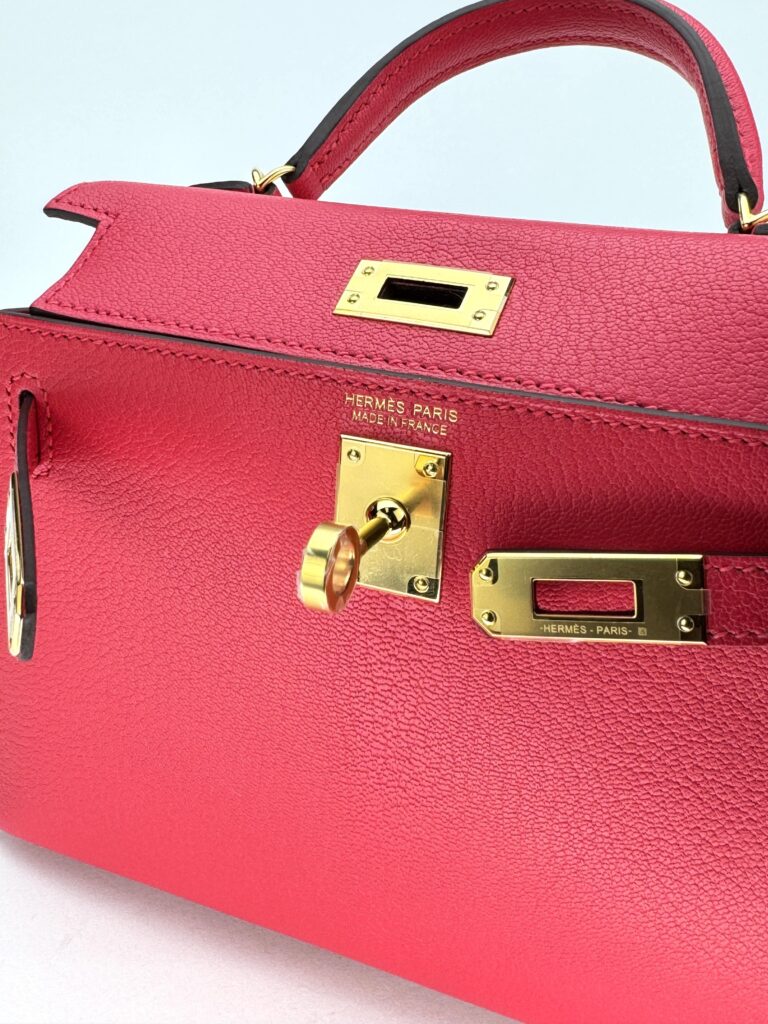 Hermes Mini Kelly 20 Chevre Rose Extreme Gold Hardware Excellent