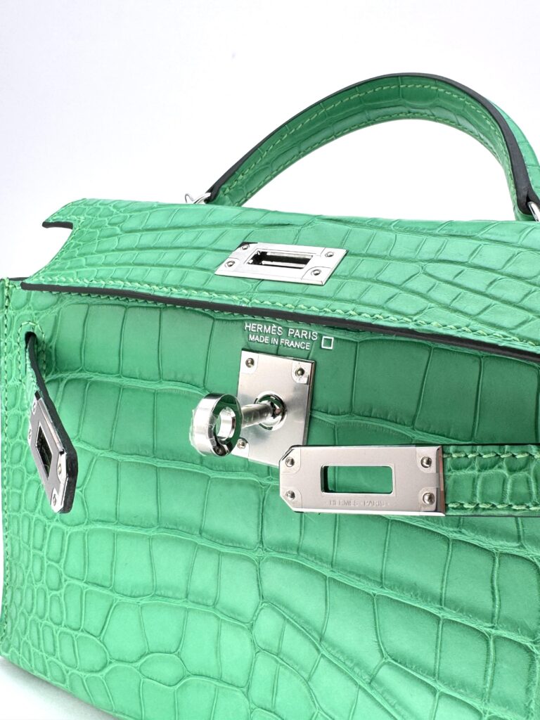Hermes Mini Kelly II 20 Matte Alligator Vert Comics Palladium Hardware B 2023