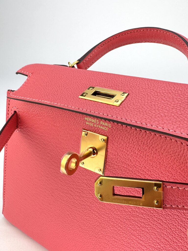Hermes Mini Kelly 20 Sellier Chevre Rose Lipstick Gold Hardware X Stamp