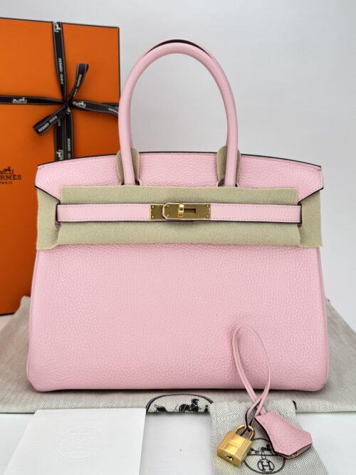 Hermes Birkin 30 Retourne Clemence Rose Sakura Gold Hardware T Stamp Mint