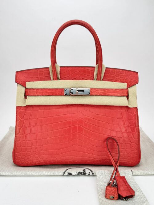 Hermes Birkin 30 Matte Crocodile Sanguine Palladium Hardware Square O