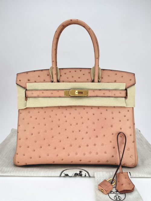 Hermes Birkin 30 Ostrich Terre Cuite Gold Hardware Preowned T Stamp