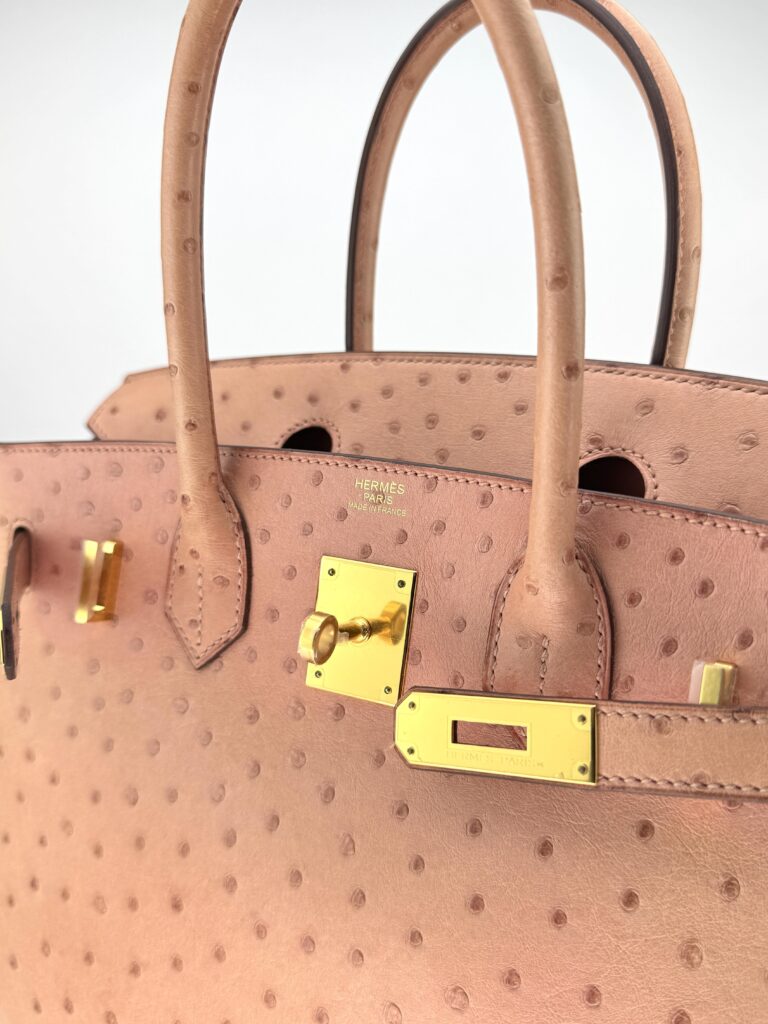 Hermes Birkin 30 Ostrich Terre Cuite Gold Hardware Preowned T Stamp