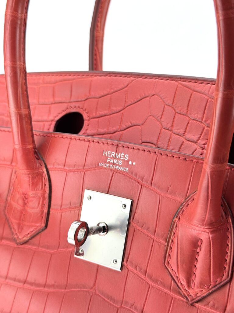 Hermes Birkin 30 Matte Crocodile Sanguine Palladium Hardware Square O