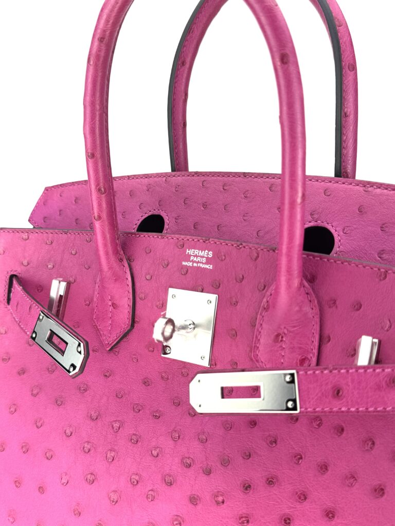 Hermes Birkin 30 Ostrich Magnolia Palladium Hardware Preowned A Stamp