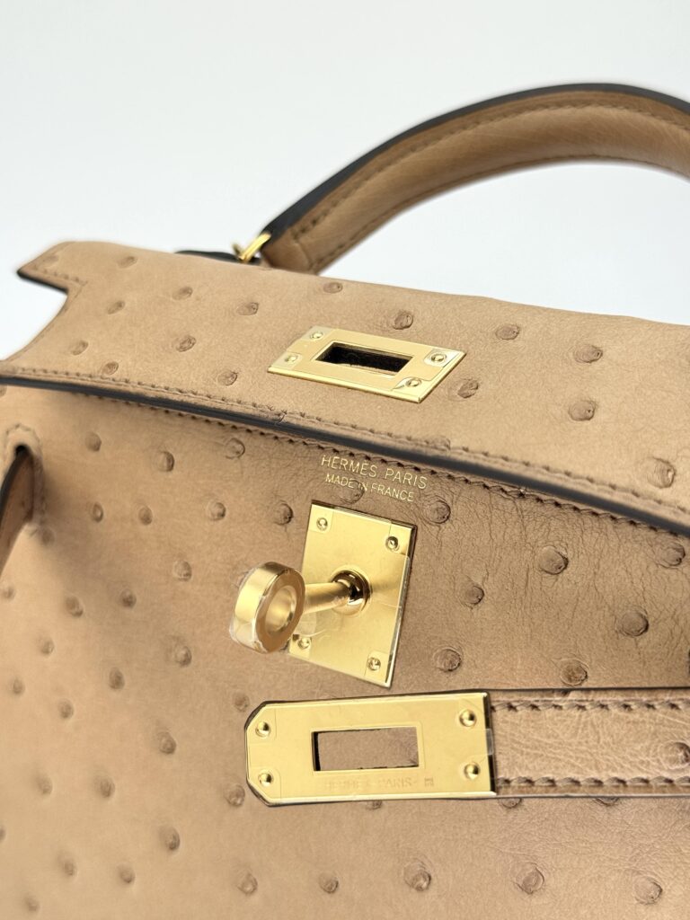 Hermes Mini Kelly 20 Ostrich Chai Gold Hardware U Stamp Unworn