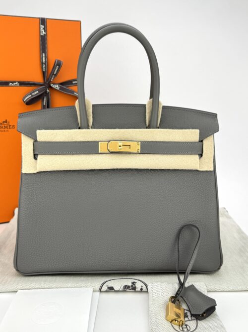 Hermes Birkin 30 Retourne Togo Gris Meyer Gold Hardware B Stamp 2023