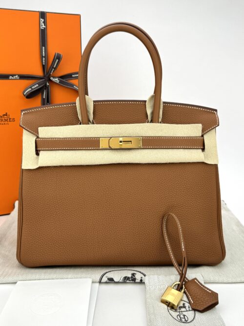 Hermes Birkin 30 Retourne Togo Gold Gold Hardware C Stamp