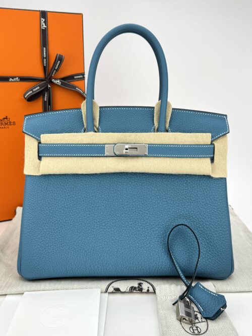 Hermes Birkin 30 Retourne Togo New Blue Jean Palladium Hardware K Stamp 2025