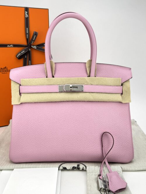 Hermes Birkin 30 Retourne Clemence Mauve Sylvestre Palladium Hardware Preowned Z