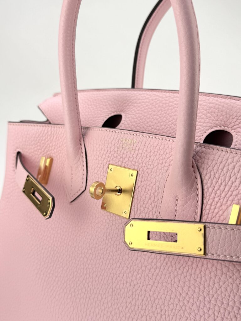 Hermes Birkin 30 Retourne Clemence Rose Sakura Gold Hardware T Stamp Mint