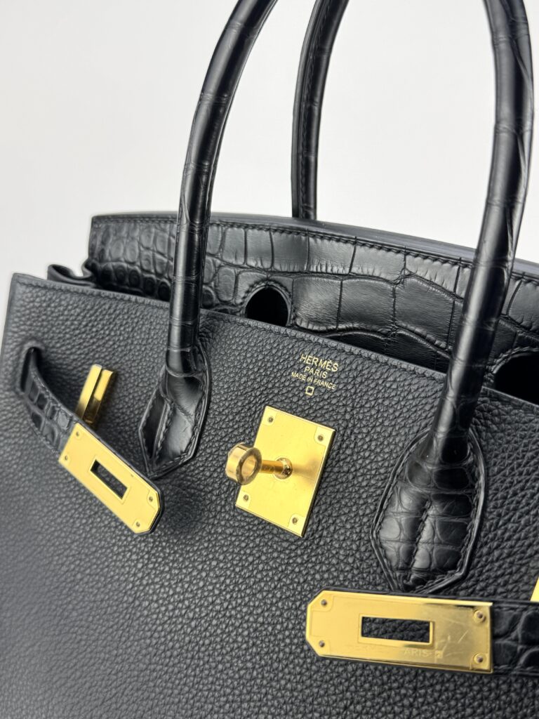 Hermes Birkin 30 Touch Alligator Togo Black Gold Hardware Y Stamp