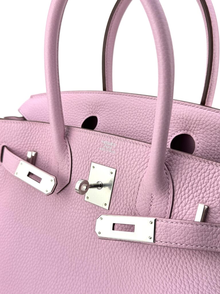 Hermes Birkin 30 Retourne Clemence Mauve Sylvestre Palladium Hardware Preowned Z