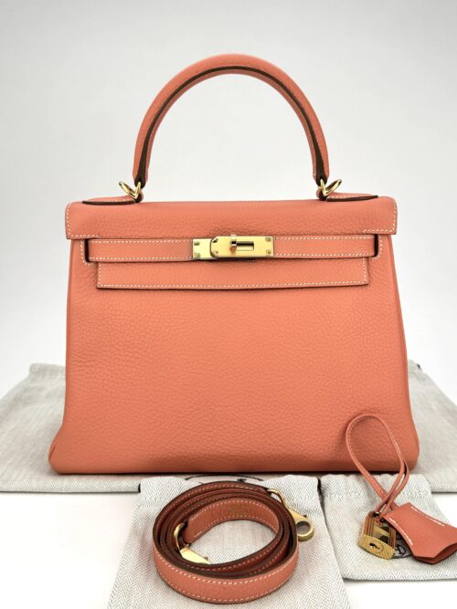Hermes Kelly 28 Retourne Togo Crevette Gold Hardware Square Q