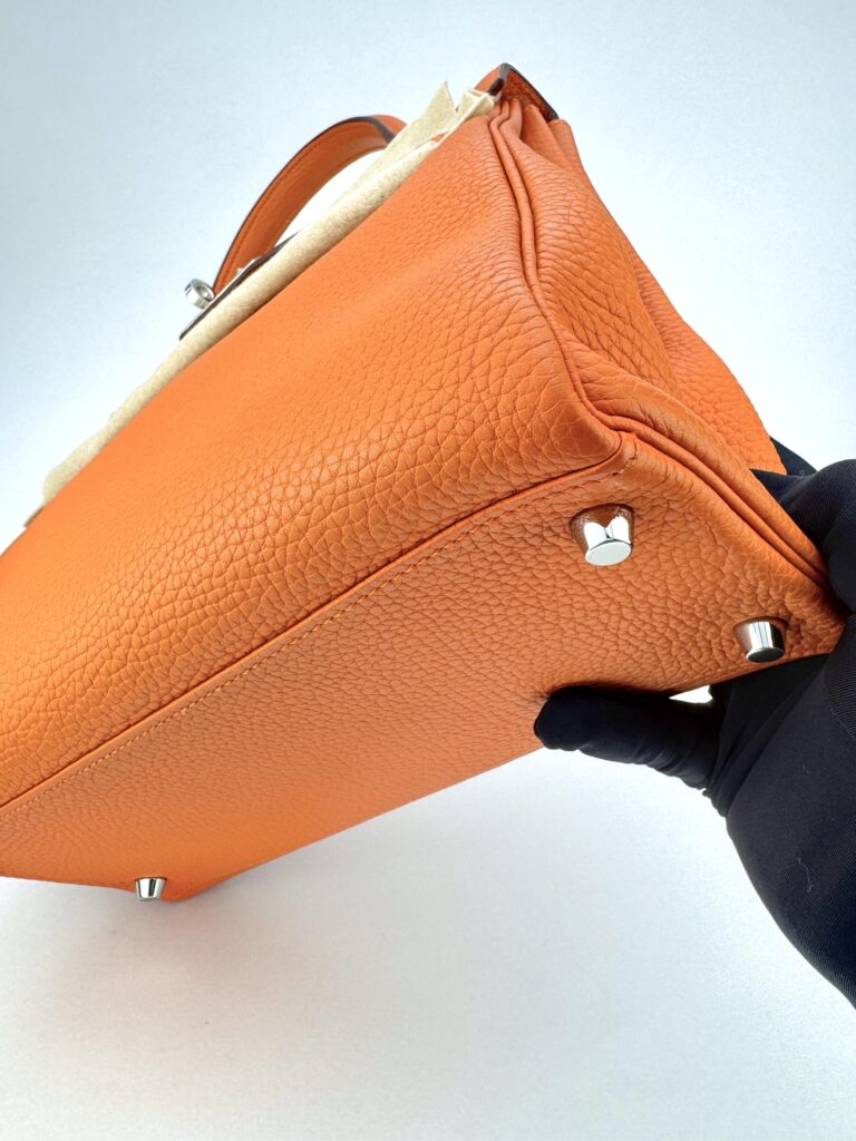 Hermes Kelly 28 Retourne Togo Orange Palladium Hardware Preowned T Stamp