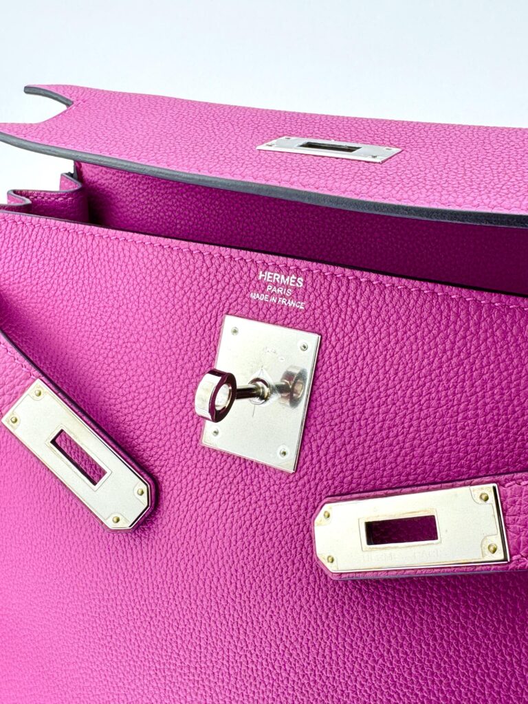 Hermes Kelly 28 Retourne Togo Rose Purple Palladium Hardware Preowned Square O