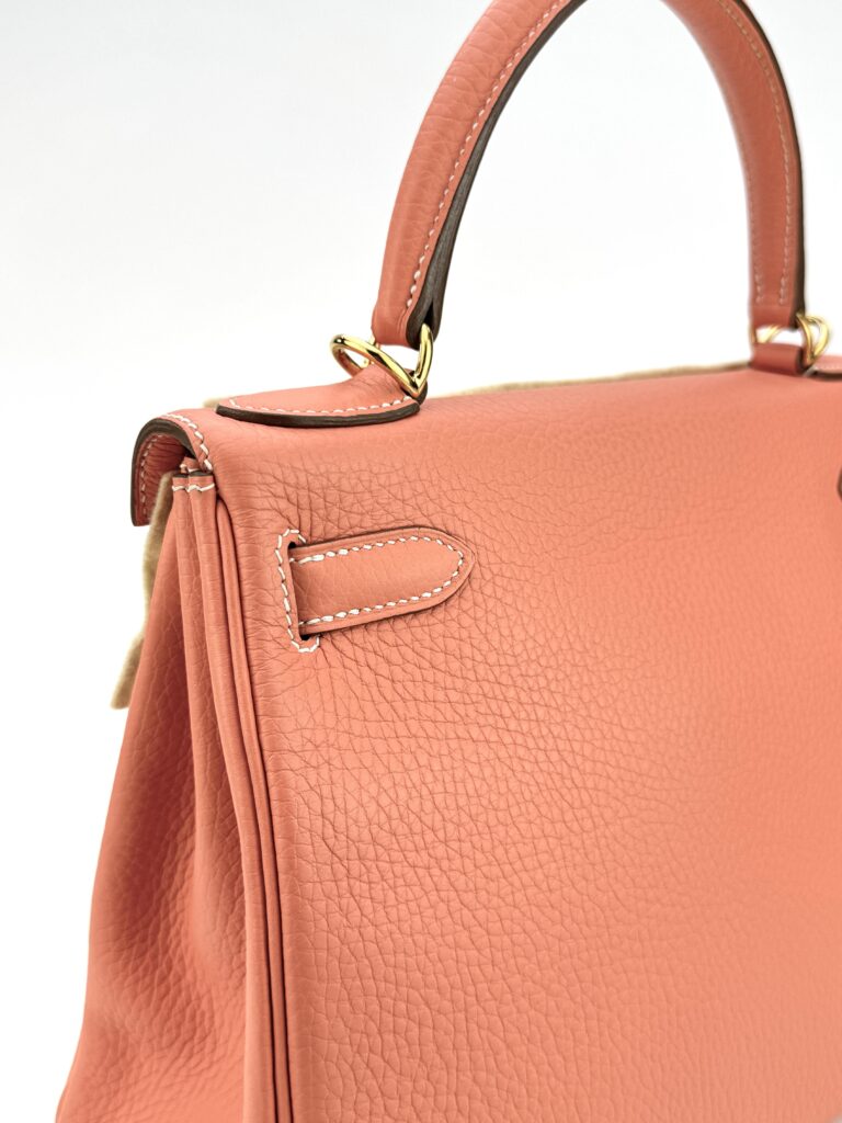 Hermes Kelly 28 Retourne Togo Crevette Gold Hardware Square Q