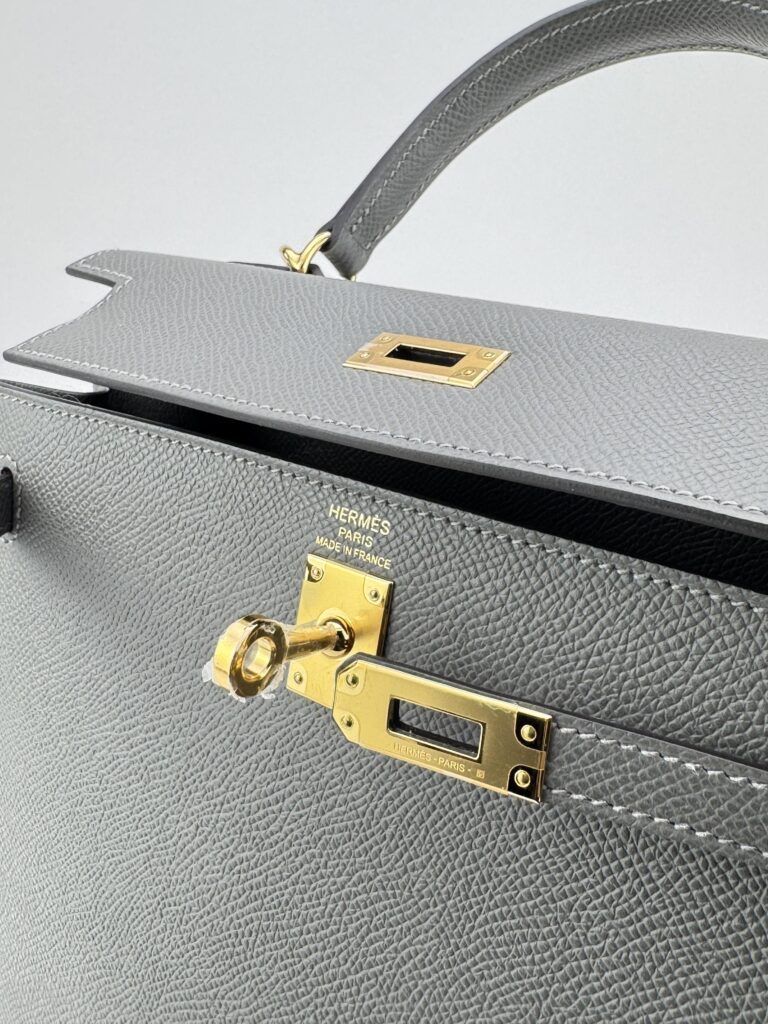 Hermes Kelly 25 Sellier Epsom Gris Meyer Gold Hardware K Stamp Unworn