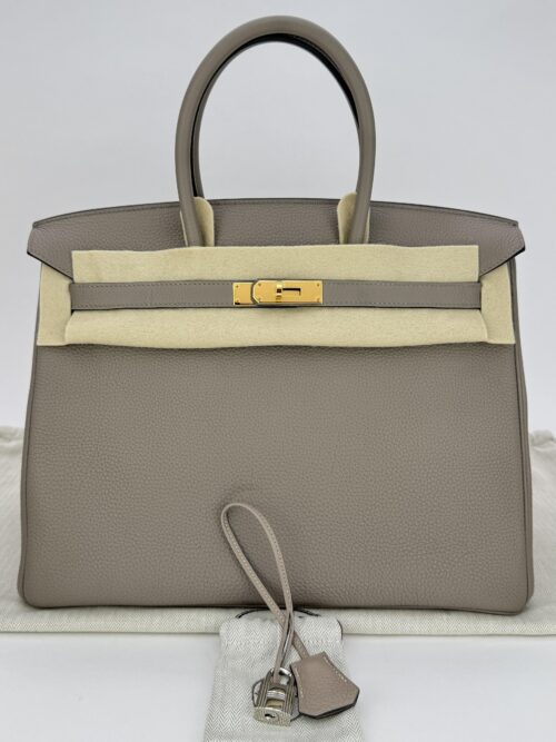 Hermes Birkin 35 Retourne Togo Gris Tourterelle Gold Hardware C Stamp