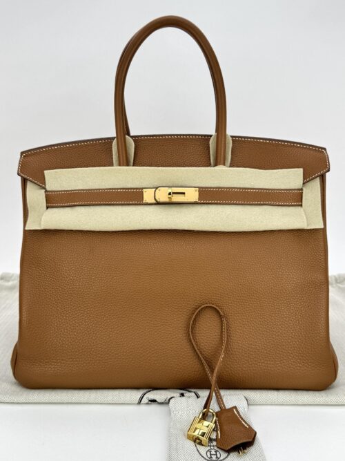 Hermes Birkin 35 Retourne Togo Gold Gold Hardware Square Q