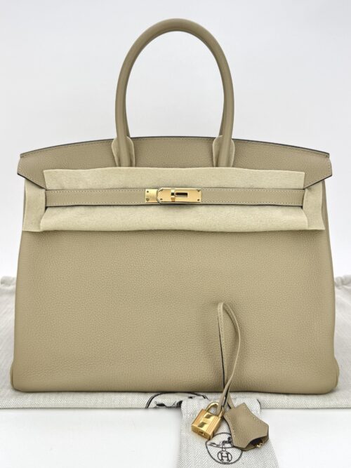 Hermes Birkin 35 Retourne Togo Trench Gold Hardware A Stamp
