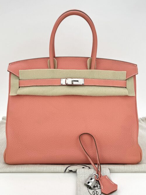 Hermes Birkin 35 Retourne Togo Crevette Palladium Hardware Preowned Square Q