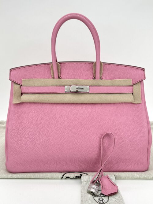 Hermes Birkin 35 Clemence Pink Bubblegum Palladium Hardware Square O