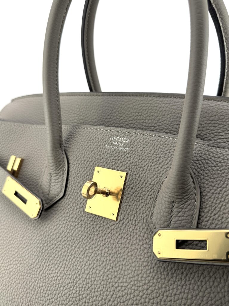 Hermes Birkin 35 Retourne Togo Gris Tourterelle Gold Hardware C Stamp